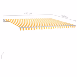vidaXL Manual Retractable Awning with LED 4.5x3.5 m Yellow and White Outdoor