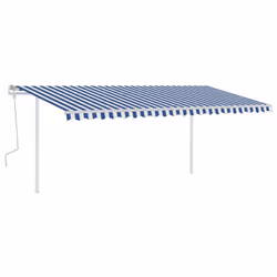 vidaXL Manual Retractable Awning with LED 5x3.5 m Blue and White Outdoor Patio