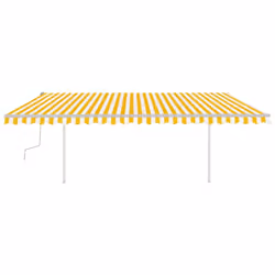 vidaXL Manual Retractable Awning with LED 5x3.5 m Yellow and White Outdoor