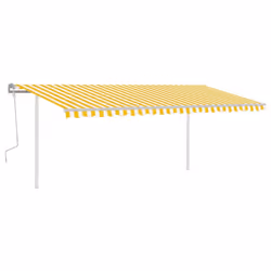 vidaXL Manual Retractable Awning with LED 5x3.5 m Yellow and White Outdoor