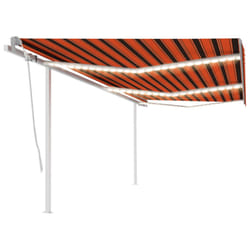vidaXL Manual Retractable Awning Canopy Outdoor Awning Folding Arm with LED - 6 x 3.5 m