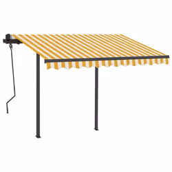 vidaXL Manual Retractable Awning with LED 3x2.5 m Yellow and White Shelter
