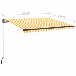 vidaXL Manual Retractable Awning with LED 3x2.5 m Yellow and White Shelter