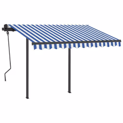 vidaXL Manual Retractable Awning with LED 3.5x2.5 m Blue and White Balony