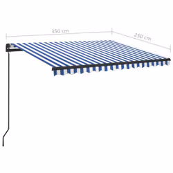 vidaXL Manual Retractable Awning with LED 3.5x2.5 m Blue and White Balony