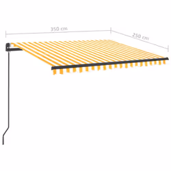 vidaXL Manual Retractable Awning with LED 3.5x2.5 m Yellow and White Balcony