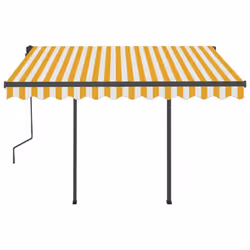 vidaXL Manual Retractable Awning with LED 3.5x2.5 m Yellow and White Balcony
