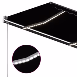 vidaXL Manual Retractable Awning with LED 3.5x2.5 m Anthracite Balcony Patio