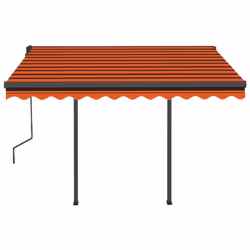 vidaXL Manual Retractable Awning with LED 3.5x2.5 m Orange and Brown Balcony