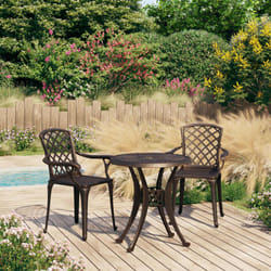 vidaXL Biatro Set 3 Piece Cast Aluminium Bronze Furniture Table Chairs Patio