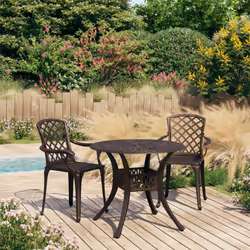 vidaXL Biatro Set 3 Piece Cast Aluminium Bronze Furniture Table Chairs Garden