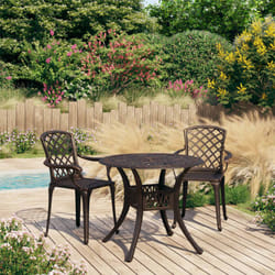vidaXL Biatro Set 3 Piece Cast Aluminium Bronze Furniture Table Chairs Garden