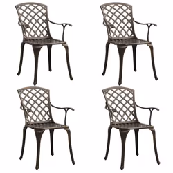 vidaXL Biatro Set 5 Piece Cast Aluminium Bronze Garden Table Chairs Furniture