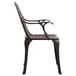 vidaXL Biatro Set 5 Piece Cast Aluminium Bronze Garden Table Chairs Furniture - Additional view 5