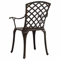 vidaXL Biatro Set 5 Piece Cast Aluminium Bronze Garden Table Chairs Furniture - Additional view 6