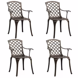 vidaXL Biatro Set 5 Piece Cast Aluminium Bronze Table Chairs Balcony Garden - Additional view 2
