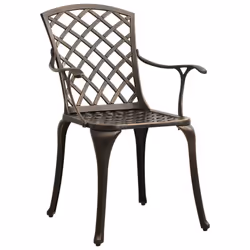 vidaXL Biatro Set 5 Piece Cast Aluminium Bronze Table Chairs Balcony Garden - Additional view 3