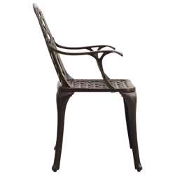 vidaXL Biatro Set 5 Piece Cast Aluminium Bronze Table Chairs Balcony Garden - Additional view 5