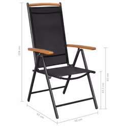 vidaXL Garden Dining Set 9 Piece Aluminium Black Outdoor Dining Table Chairs - Additional view 10