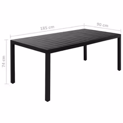 vidaXL Garden Dining Set 9 Piece Aluminium Black Outdoor Dining Table Chairs - Additional view 6
