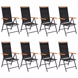 vidaXL Garden Dining Set 9 Piece Aluminium Black Outdoor Dining Table Chairs - Additional view 7