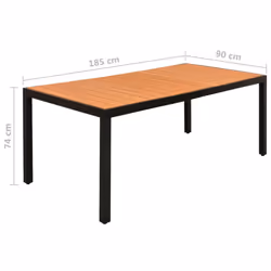 vidaXL Garden Dining Set 9 Piece Aluminium Black Outdoor Dining Table Chairs - Additional view 8