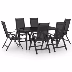 vidaXL Garden Dining Set 7 Piece Aluminium Anthracite Outdoor Table and Chair