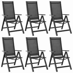 vidaXL Garden Dining Set 7 Piece Aluminium Anthracite Outdoor Table and Chair - Additional view 5