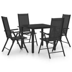 vidaXL Garden Dining Set 5 Piece Aluminium Black Outdoor Dining Table Chairs