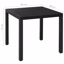 vidaXL Garden Dining Set 5 Piece Aluminium Black Outdoor Dining Table Chairs - Additional view 9