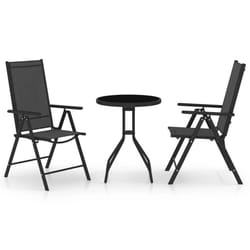 vidaXL Bistro Set 3 Piece Aluminium and Textilene Black Outdoor Furniture