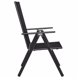 vidaXL Garden Dining Set 5 Piece Aluminium and Textilene Black Table Chairs - Additional view 3