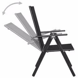 vidaXL Garden Dining Set 5 Piece Aluminium and Textilene Black Table Chairs - Additional view 4