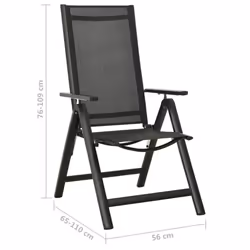 vidaXL Bistro Set 5 Piece Black and Anthracite Outdoor Dining Seat Table&Chair - Additional view 8