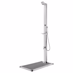 vidaXL Garden Shower with Base Stainless Steel Brown/Grey 110x62x5/80x62x5 cm - grey, 110 x 62 x 5 cm