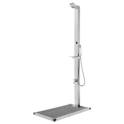vidaXL Garden Shower with Base Stainless Steel Brown/Grey 110x62x5/80x62x5 cm - grey, 110 x 62 x 5 cm