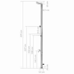 vidaXL Garden Shower with Base Stainless Steel Brown/Grey 110x62x5/80x62x5 cm - grey, 110 x 62 x 5 cm