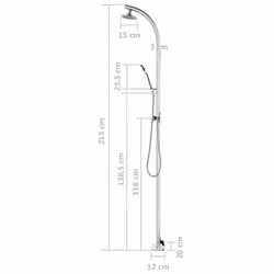 vidaXL Garden Shower with Grey Base 220 cm Aluminium Bath Accessory Outdoor - Additional view 7