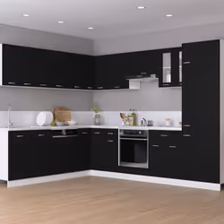 vidaXL Hanging Corner Cabinet Black Engineered Wood Home Furniture Cabinet Set