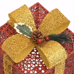 vidaXL 3x Decorative Christmas Gift Boxes Red Outdoor Indoor LED Gift Boxes - Additional view 6