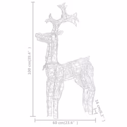 vidaXL Reindeer Christmas Decoration 90 LEDs Acrylic Garden Holiday Ornament - Additional view 8
