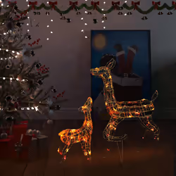 vidaXL Acrylic Reindeer Family Christmas Decoration Colourful Xmas Ornament
