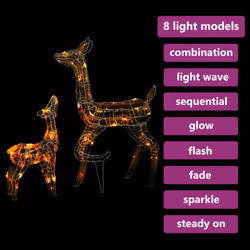 vidaXL Acrylic Reindeer Family Christmas Decoration Colourful Xmas Ornament