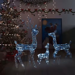 vidaXL Acrylic Reindeer Family Xmas Christmas Decoration 300 LED Cold White