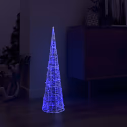 vidaXL Acrylic Decorative Pyramid LED Light Cone Blue Xmas Holiday Decoration