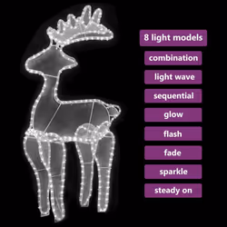 vidaXL Reindeer Christmas Decoration with Mesh 306 LEDs Xmas Decoration Set