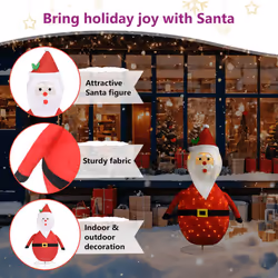 vidaXL Decorative Christmas Santa Claus Figure LED Luxury Fabric Ornament - Additional view 10