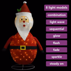 vidaXL Decorative Christmas Santa Claus Figure LED Luxury Fabric Xmas Ornament