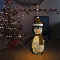vidaXL Decorative Christmas Snow Penguin Figure LED Luxury Fabric Ornament