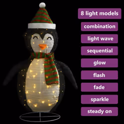vidaXL Decorative Christmas Snow Penguin Figure LED Luxury Fabric Ornament